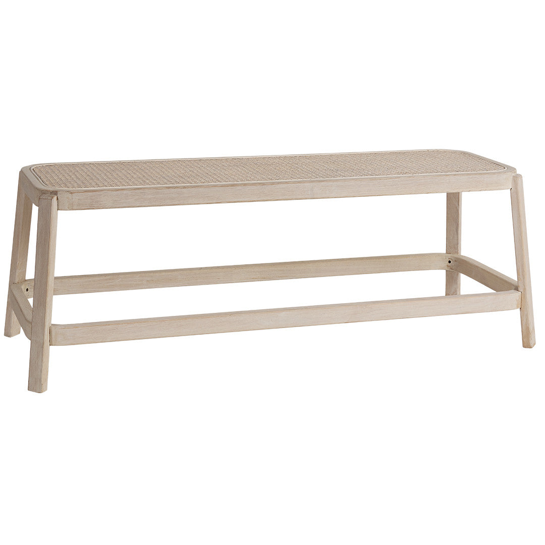 Rattan Whitewash Bench Seat