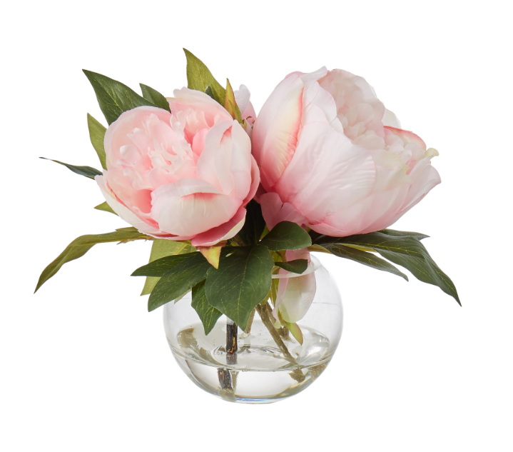 Mini Pink Peony In Sphere Vase