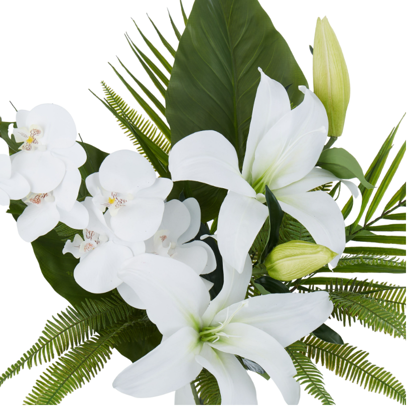 White Lily Arrangement in Glass Vase