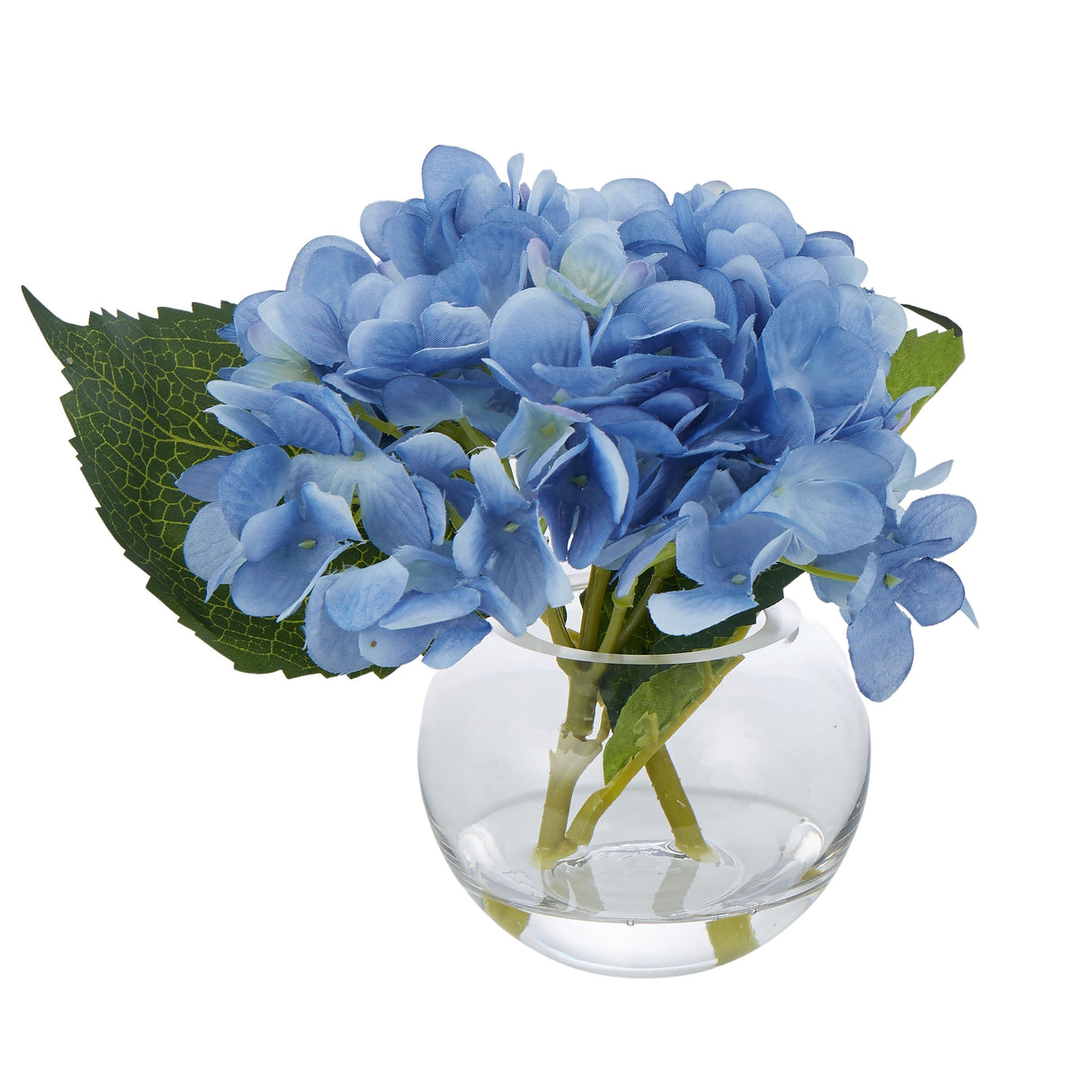 Soft Blue Mini Hydrangea In Sphere Vase