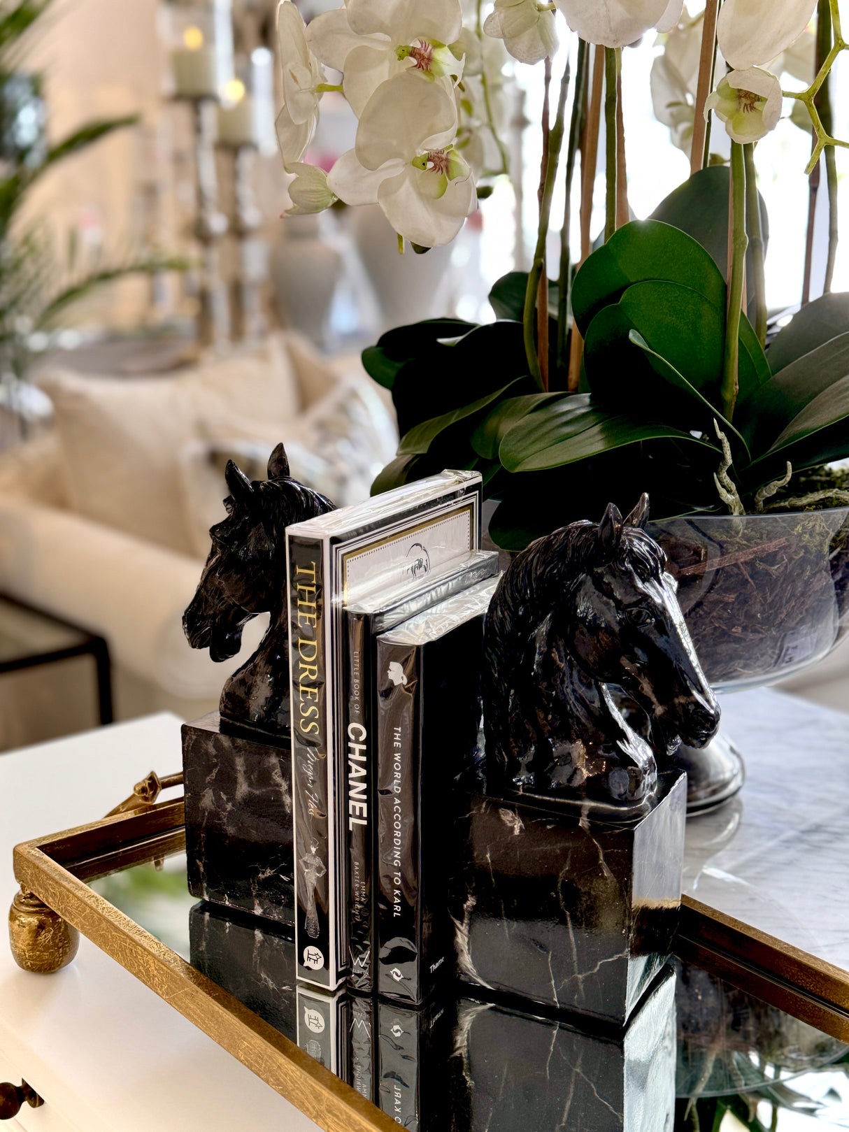 Pair Of Black Obsidian Horse Head Bookends