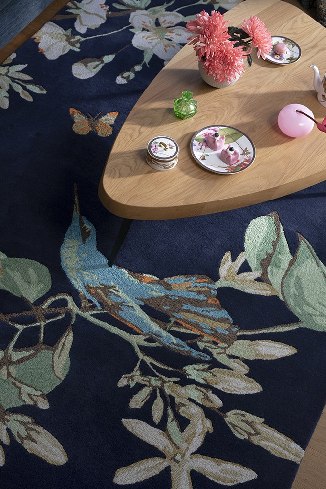 Wedgwood Hummingbird Navy Floor Rug