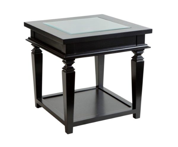 Bayview Glass Top Side Table In Black