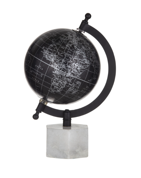 Black and Marble Globe Sculpture