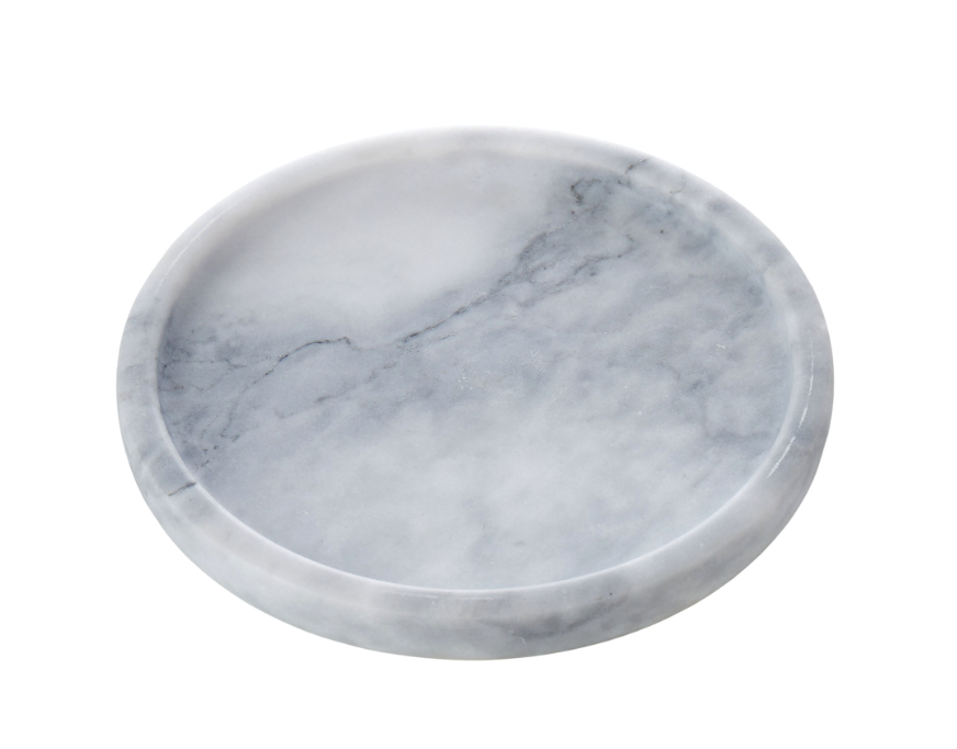 Grey Round Cararra Marble Tray