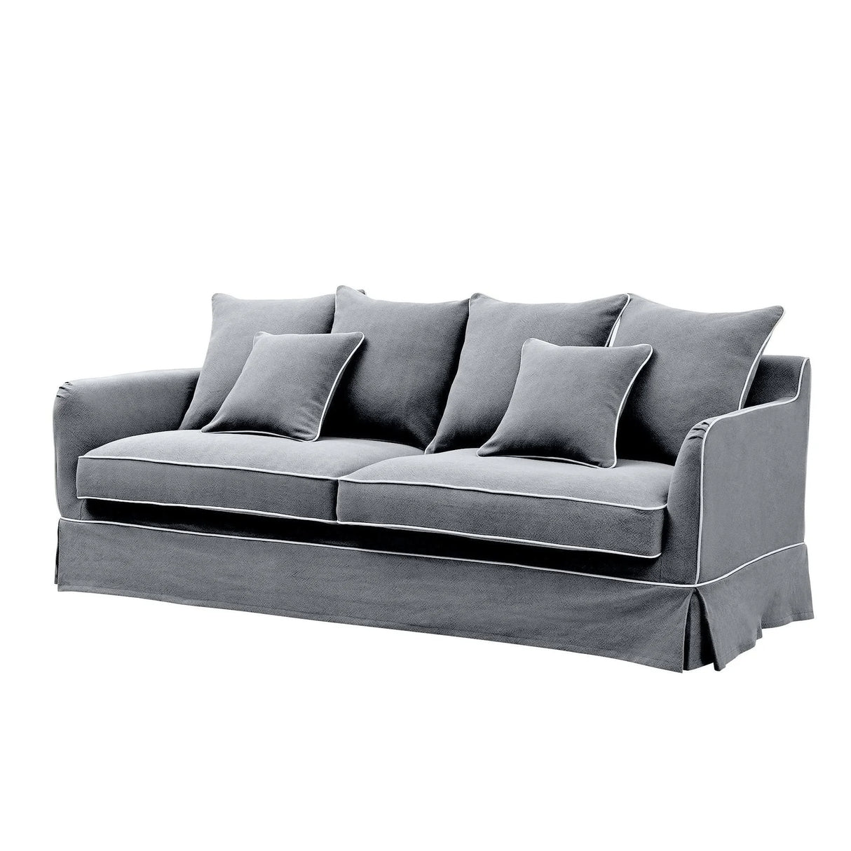 Ex Display Avondale Three Seater Sofa In Grey with White Piping