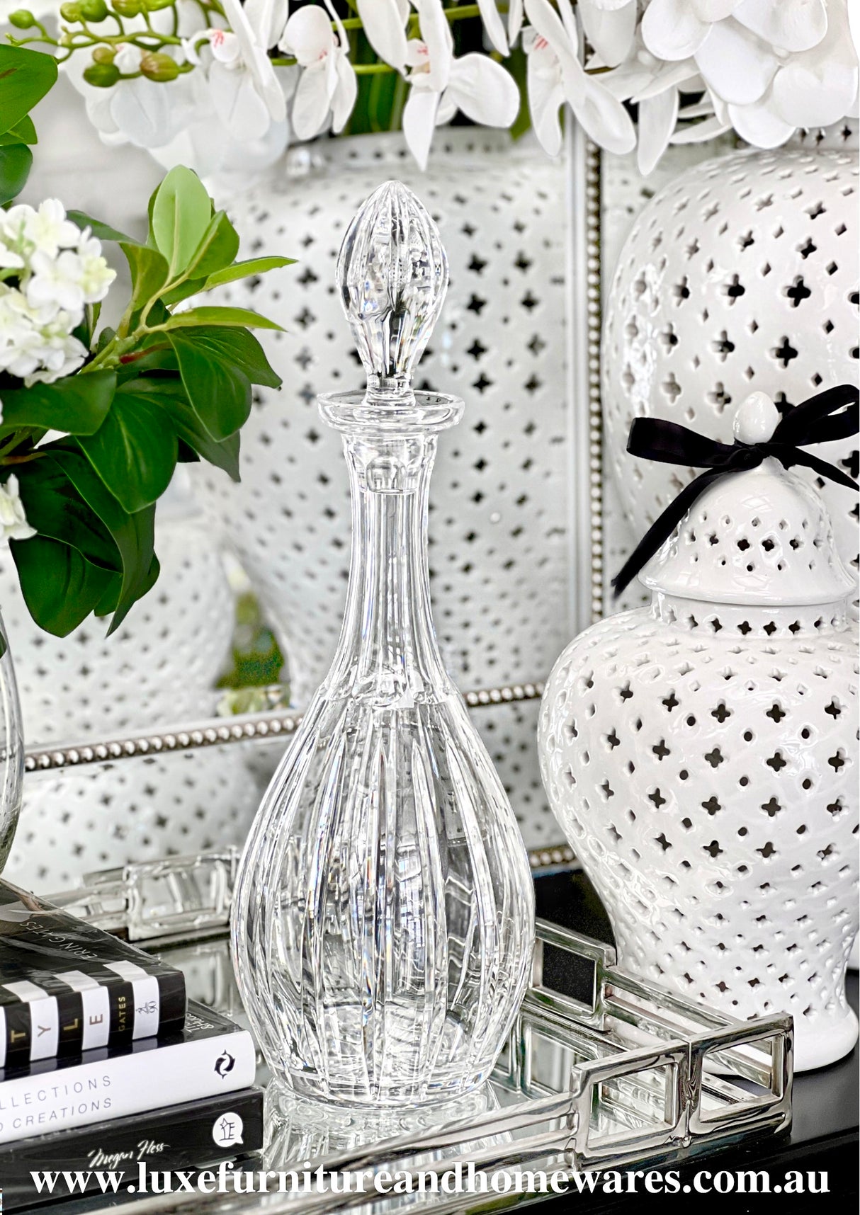 Spear Cut Large Crystal Decanter