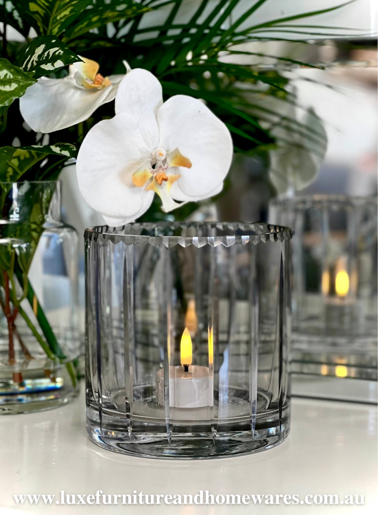 Black European Crystal Cylinder Vase