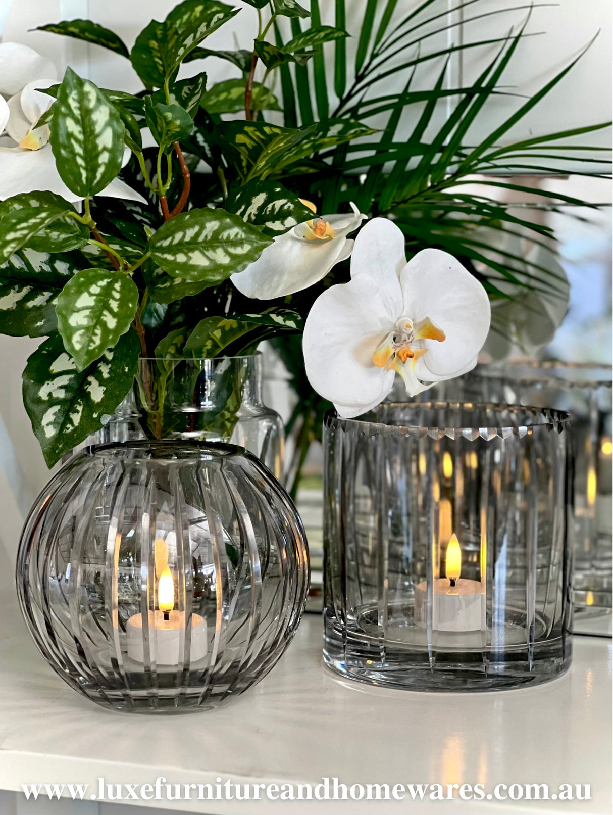 Black European Crystal Cylinder Vase