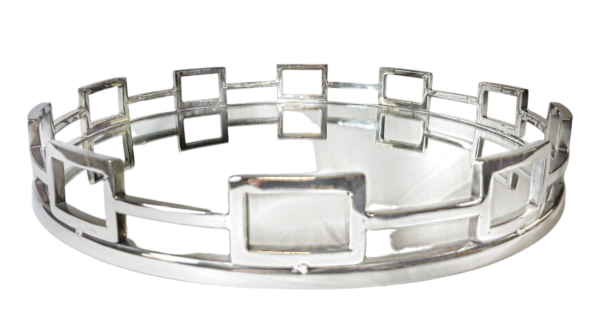 Silver Hudson Round Mirrored Tray