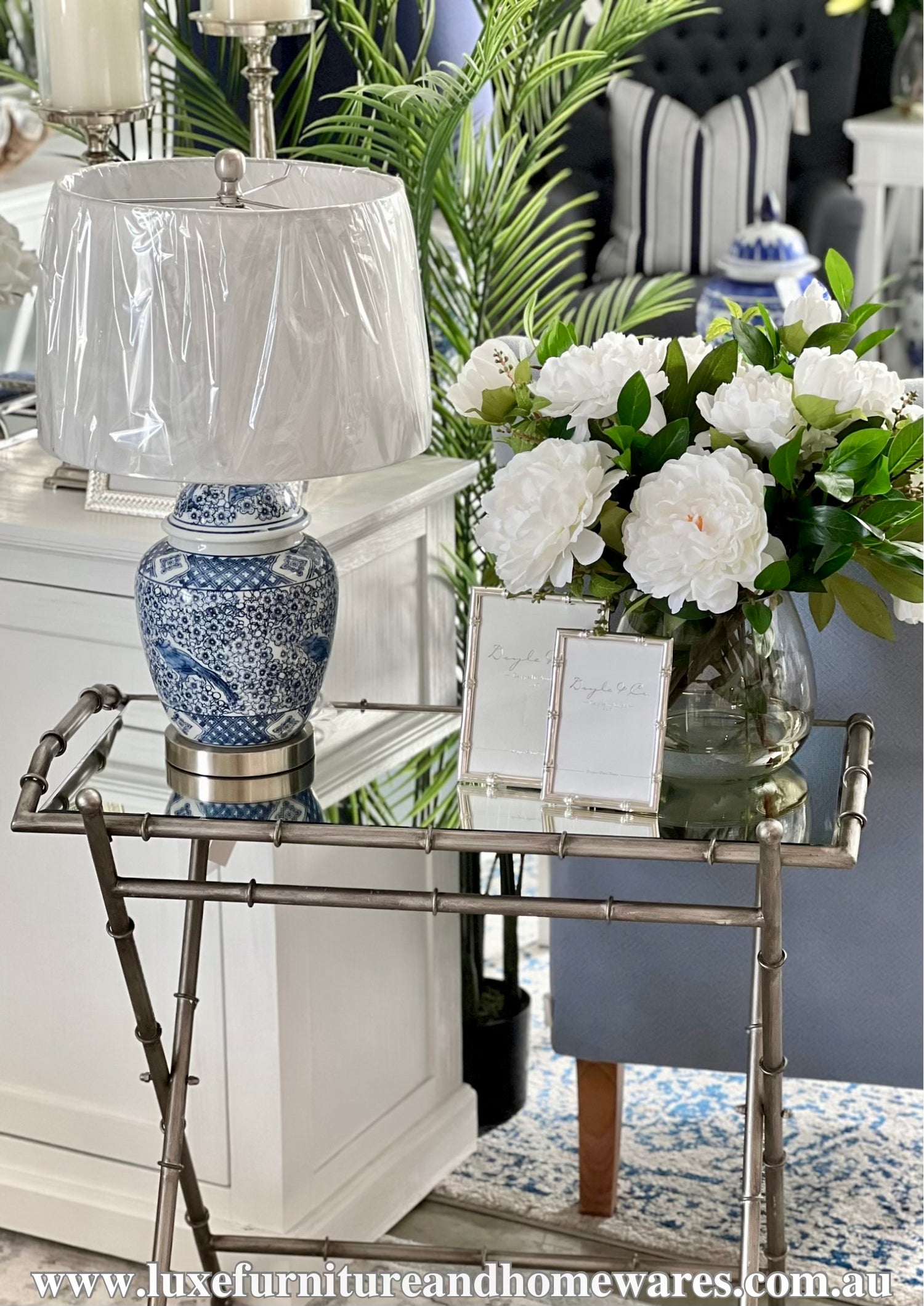 Ex-Display Bamboo Mirror Side Table