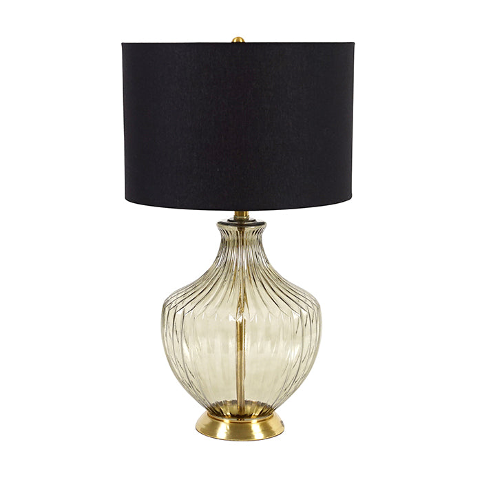 Smoke Black & Gold Glass Lamp With Black Shade