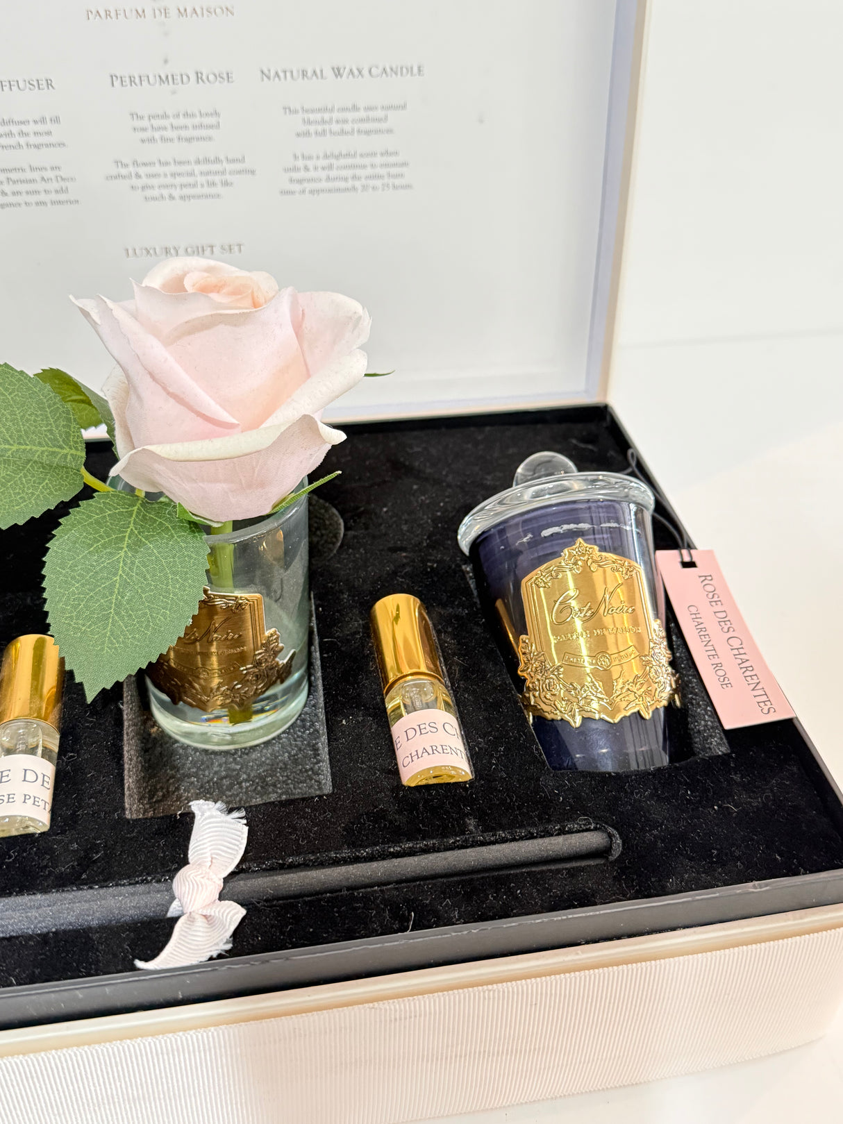 Ex-Display Cote Noire Charente Rose Gift Set With Candle, Diffuser & Scented Floral
