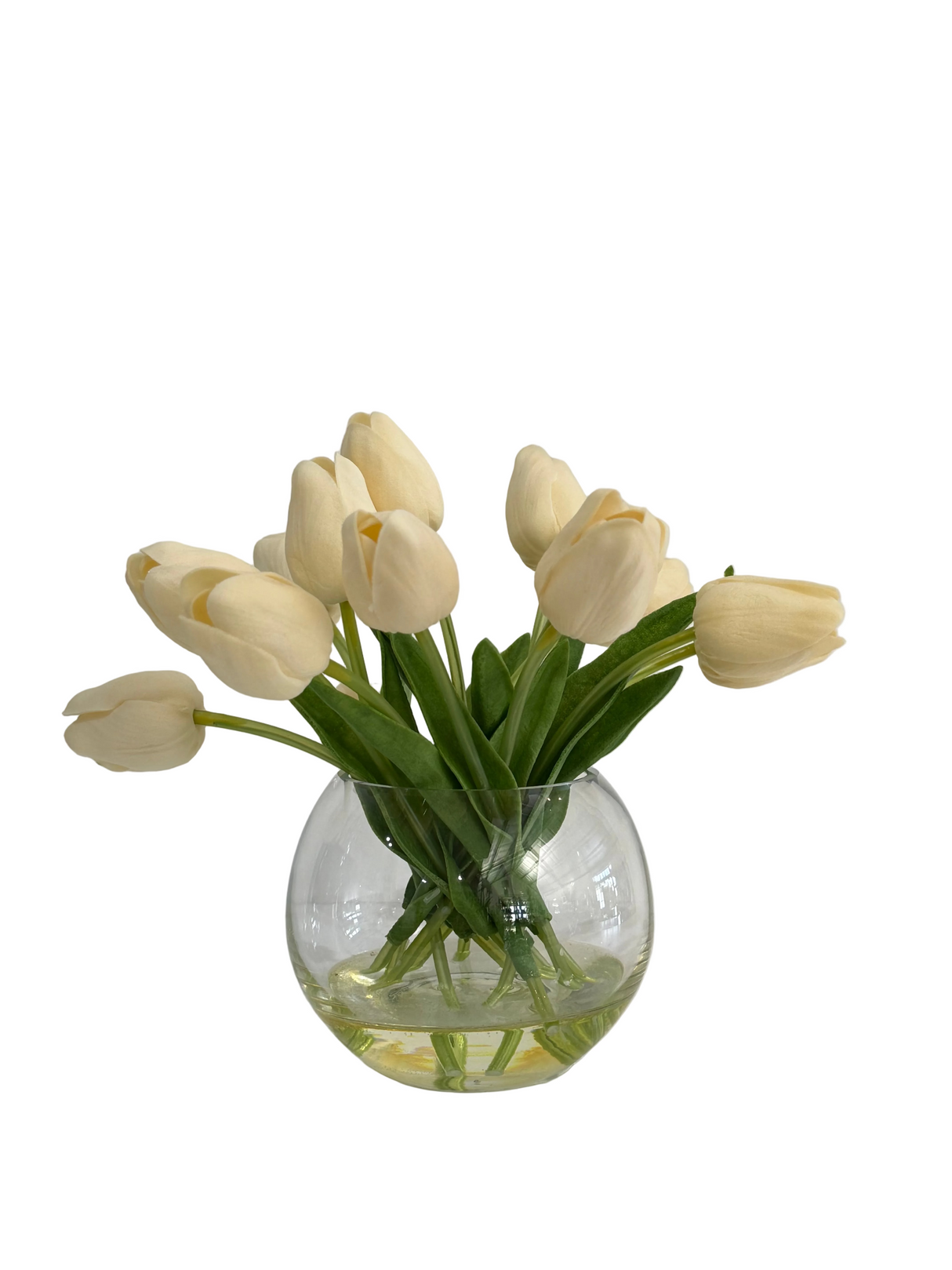 Ex-Display White Tulips In Sphere Vase