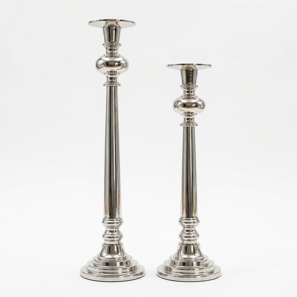 Ex-Display Pair Of Grand Silver Candle Sticks