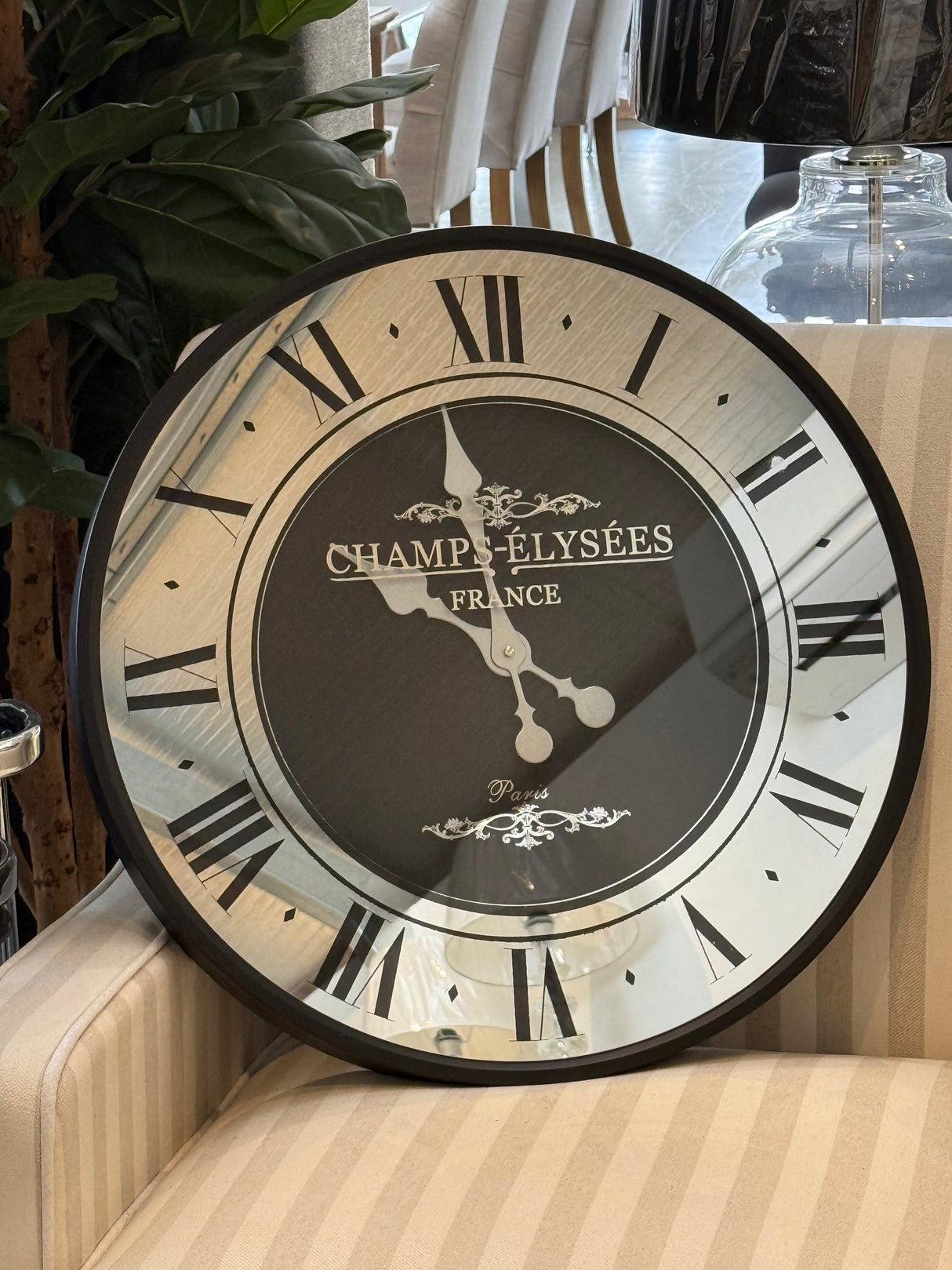 Black Mirrored Wall Clock 59cm - SECONDS