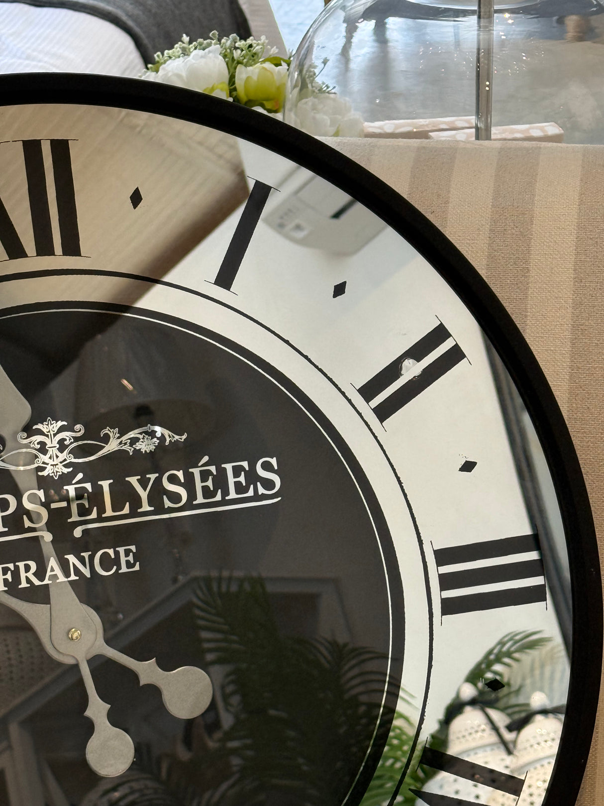 Black Mirrored Wall Clock 59cm - SECONDS