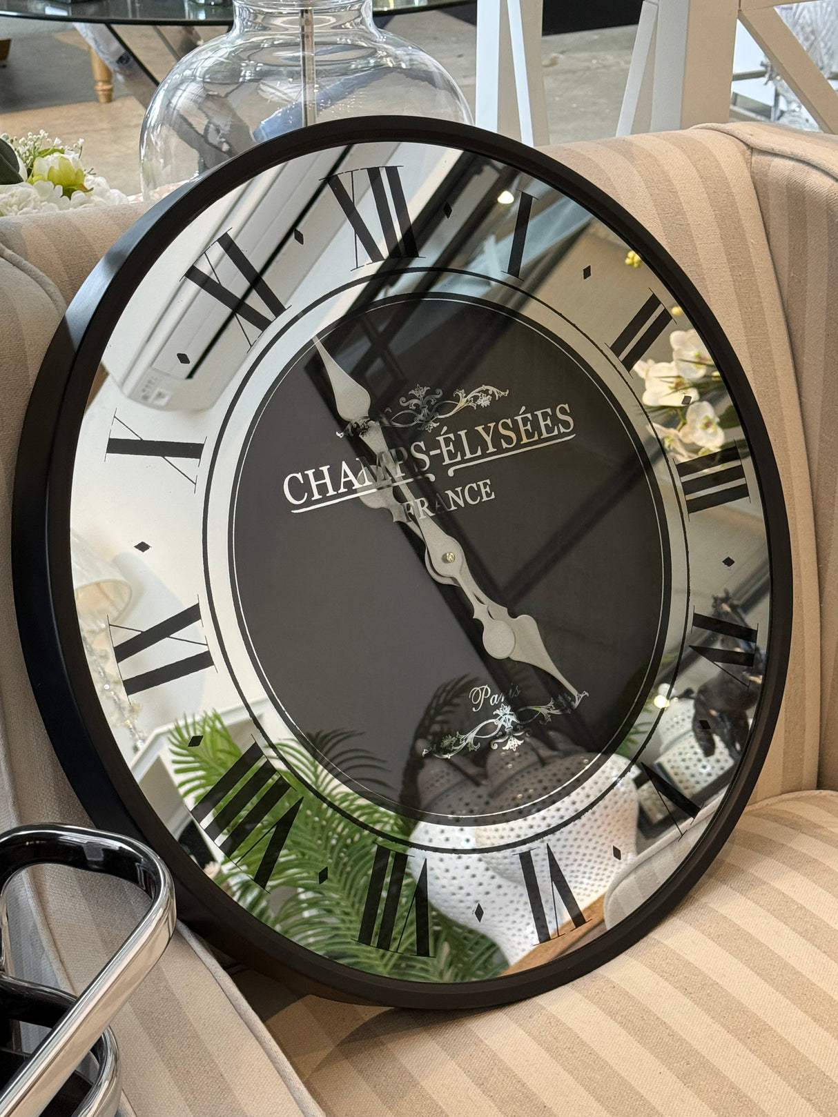 Ex-Display Black Mirrored Wall Clock 59cm
