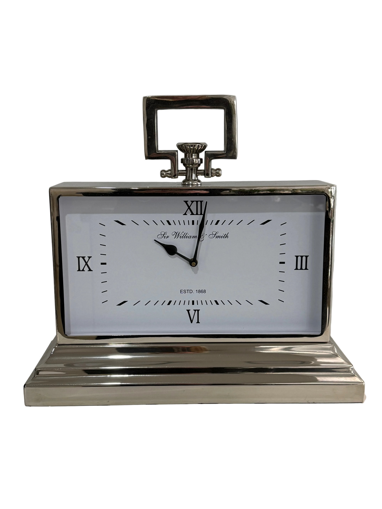 Ex-Display Luxury Medium Silver Nickel Mantle Clock In White