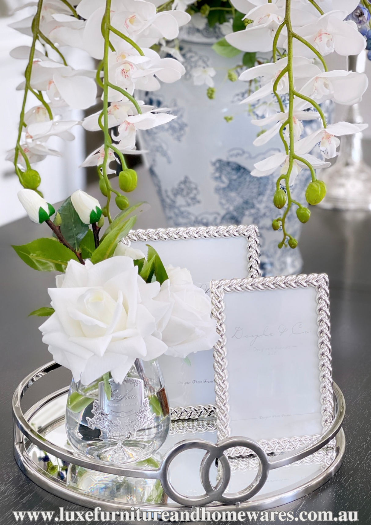 Small Silver Harlow Round Mirrored Tray