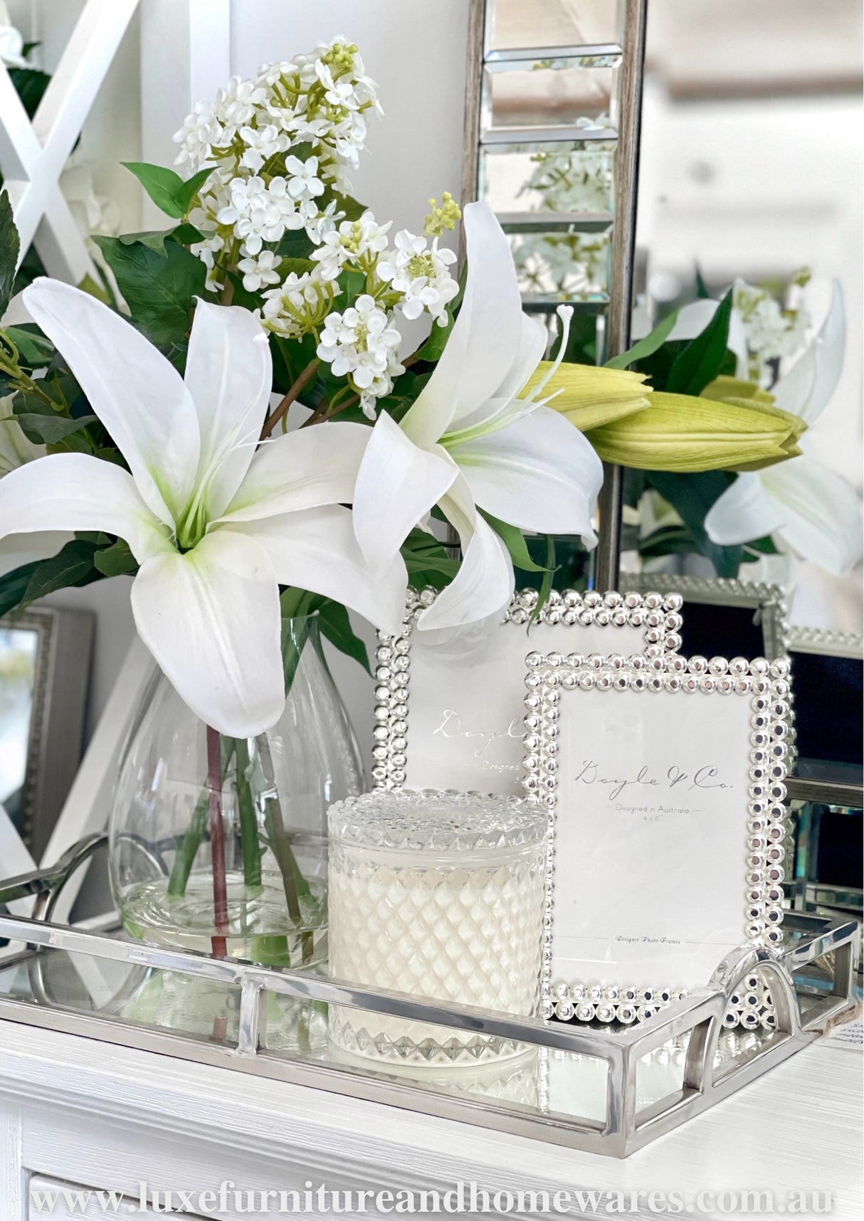 Large Crystal Cut Clear Glass Candle