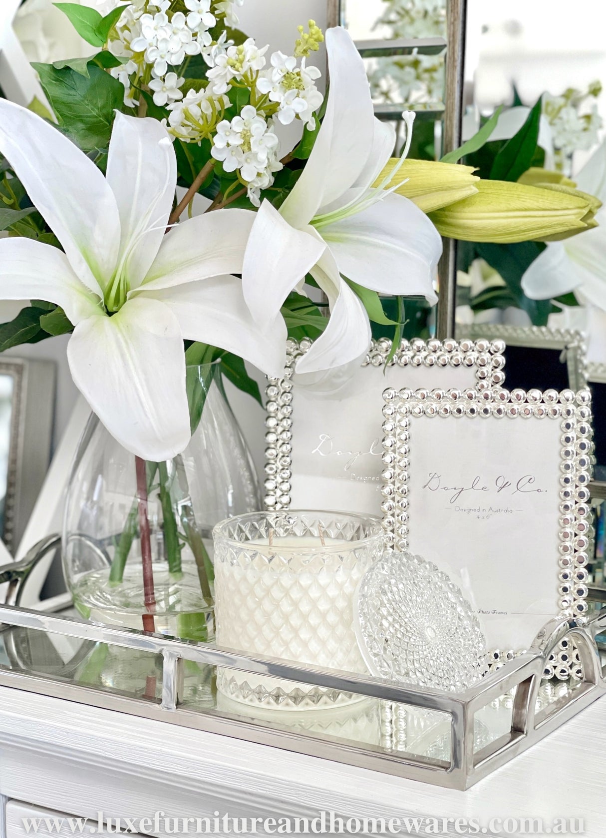 Large Crystal Cut Clear Glass Candle