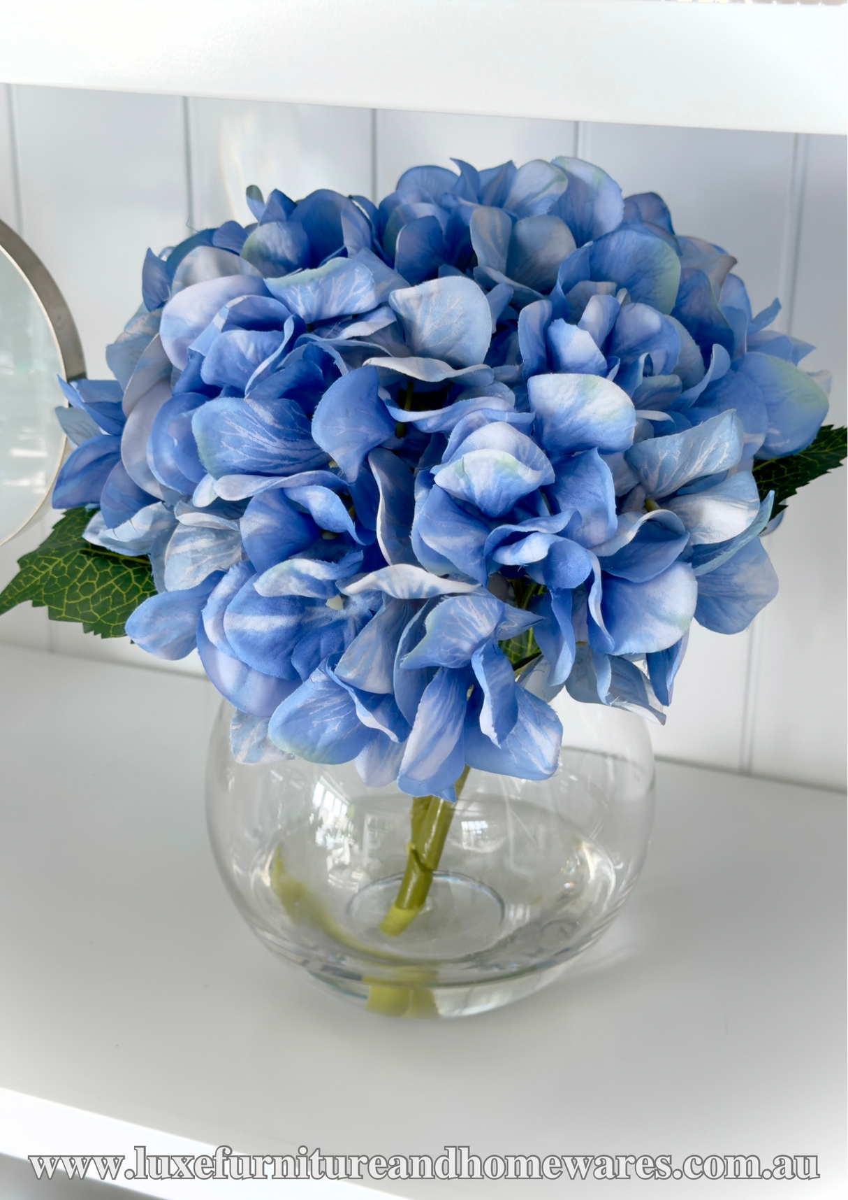 Medium Blue Hydrangea In Sphere Vase