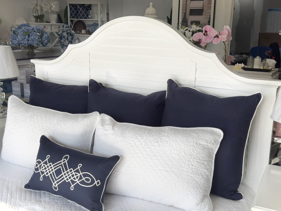 Ex-Display Hamptons White Wood Queen Size Bed Frame