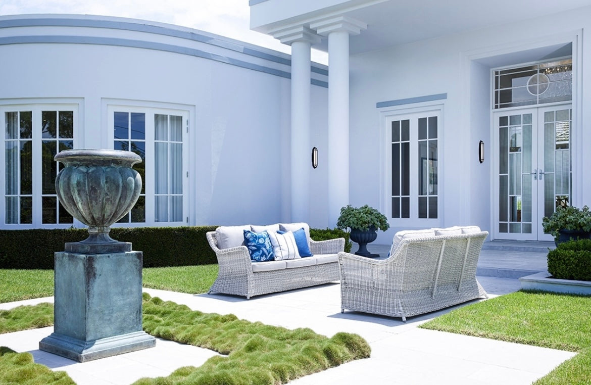 Byron Outdoor 3 Seater Sofa in White Grey