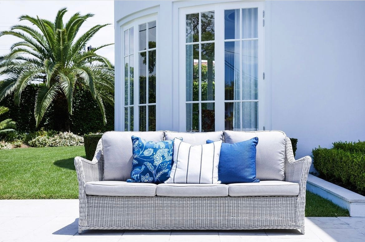 Byron Outdoor 3 Seater Sofa in White Grey