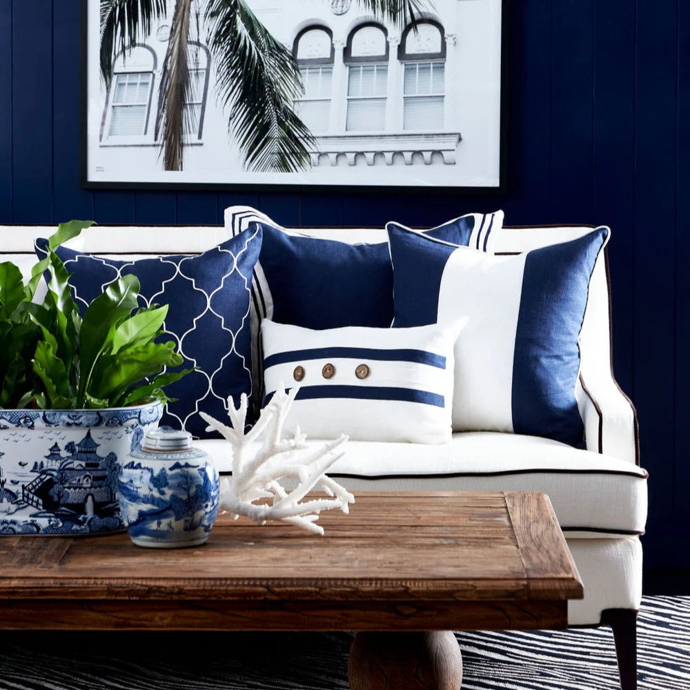 Navy and White Santorini Cushion