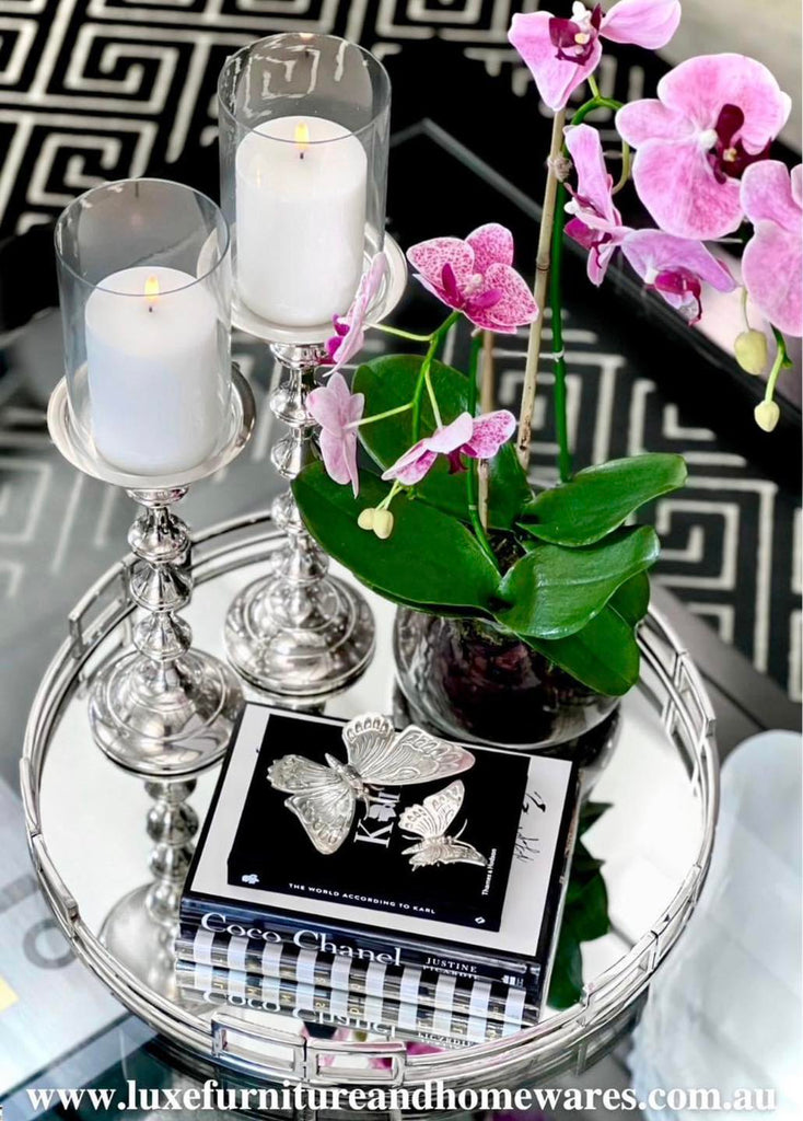Manhattan Round Silver Mirrored Tray