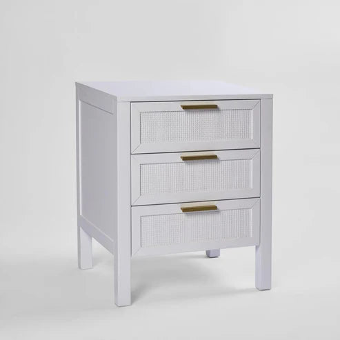 Winslow Three Drawer Bedside Table in White