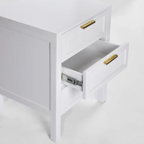 Winslow Three Drawer Bedside Table in White