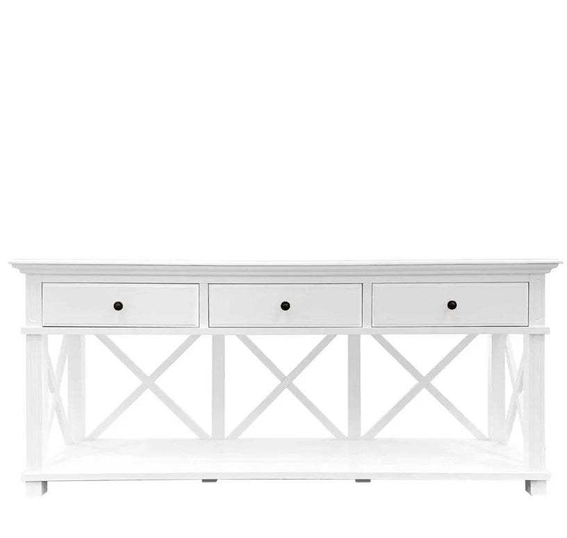 Newport Three Drawer Console Table In White