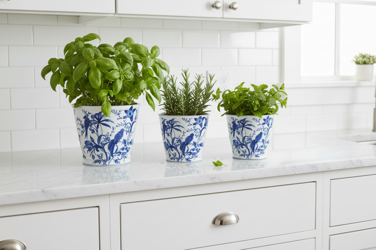 Set Of Three Provence Round Pots