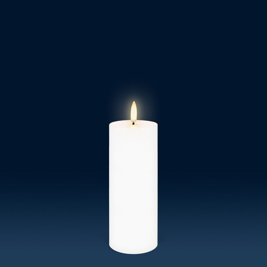 Nordic White Flameless Candle - Slim Pillar Medium