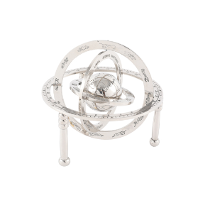 Silver Nickel Armillary Globe Sculpture