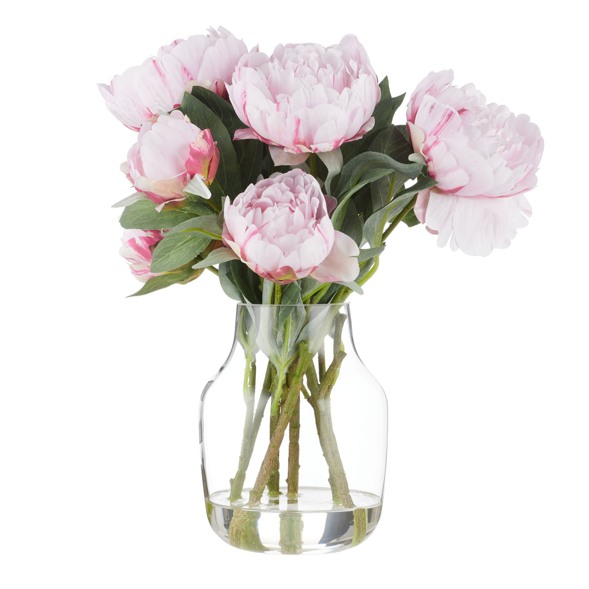 Tall Pink Peony Arrangement in Glass Vase