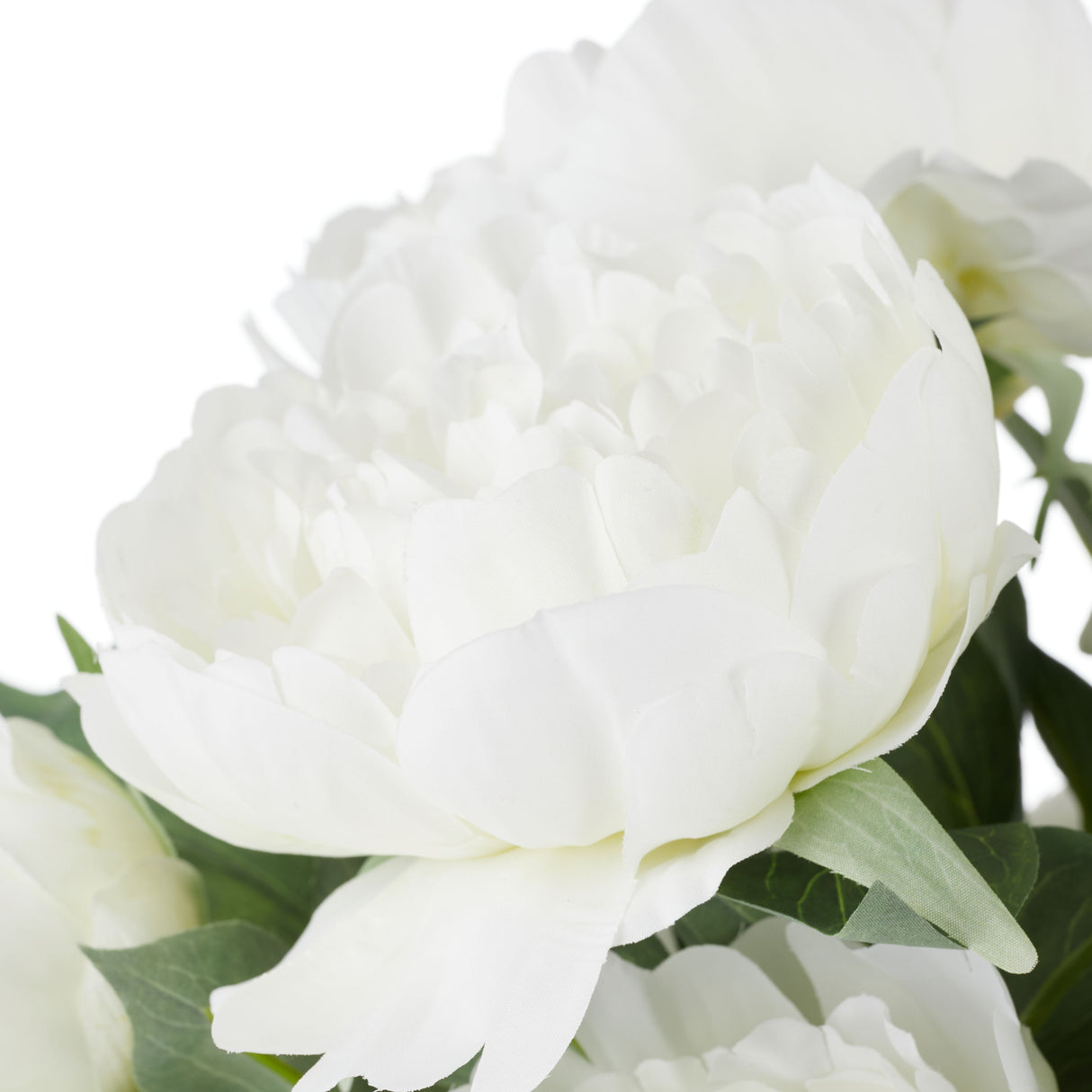Tall White Peony Arrangement in Glass Vase