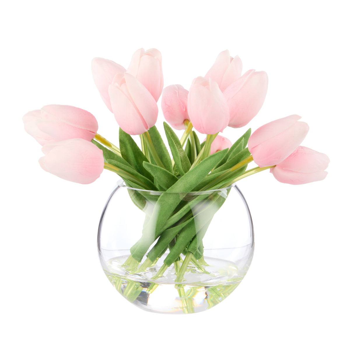 Pink Tulips In Sphere Vase