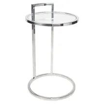 Ex-Display Silver and Glass Sofa Side Table