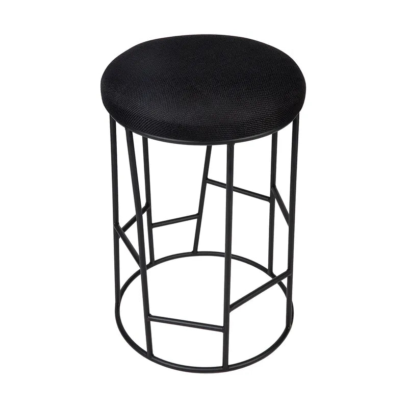Brooklyn Black Kitchen Stool With Black Linen
