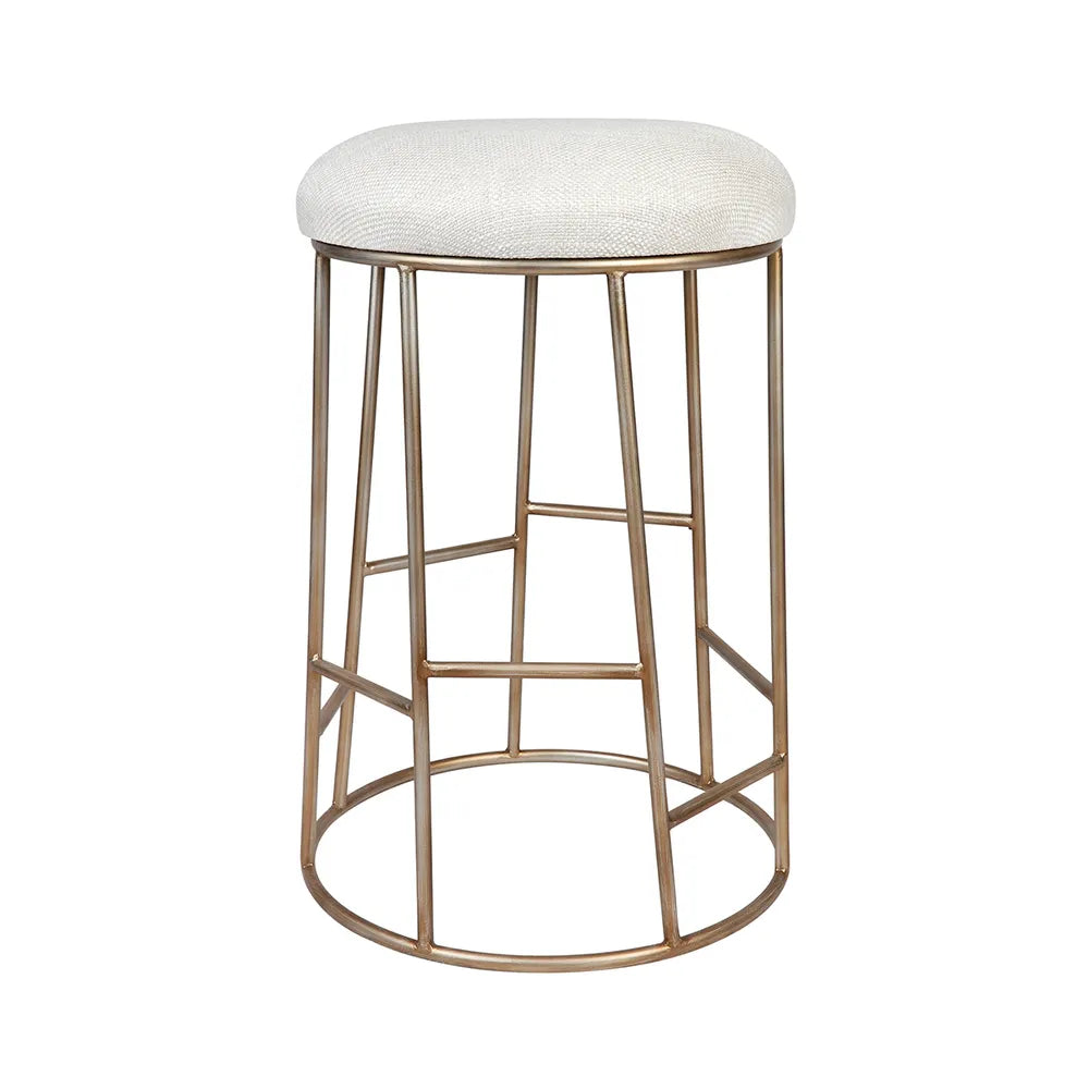 Brooklyn Gold Kitchen Stool With Natural Linen