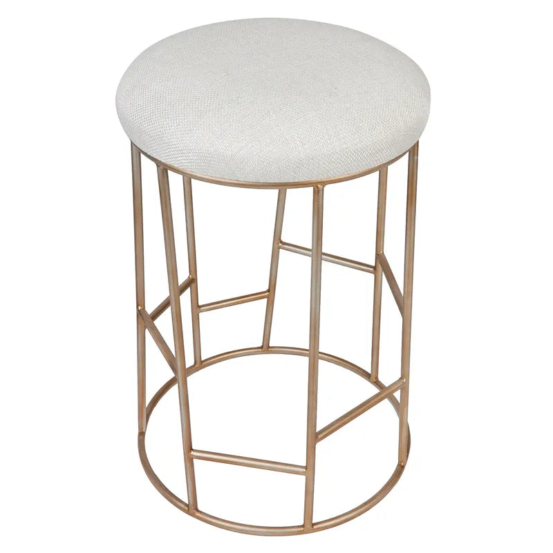 Brooklyn Gold Kitchen Stool With Natural Linen