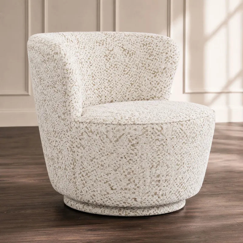 Bennett Swivel Armchair in Oyster Jacquard