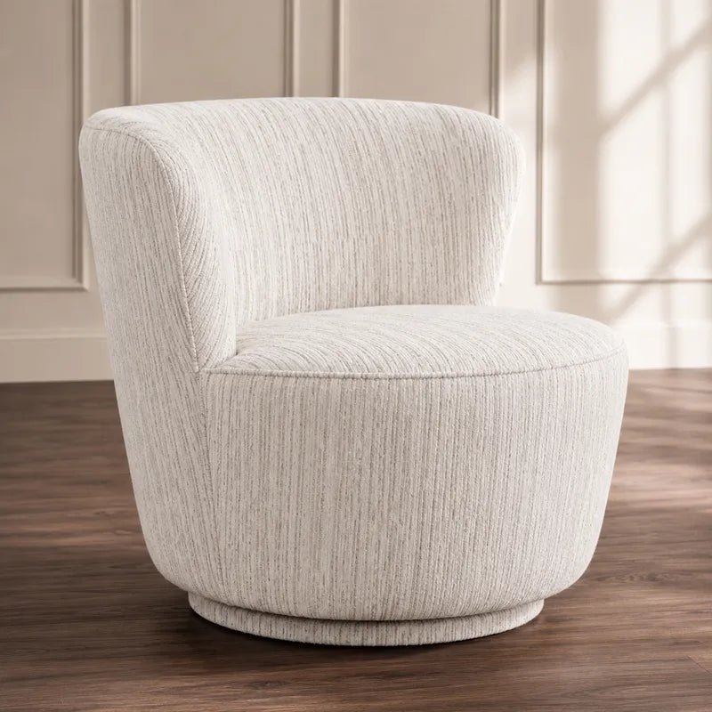 Bennett Swivel Armchair in Ivory Weave