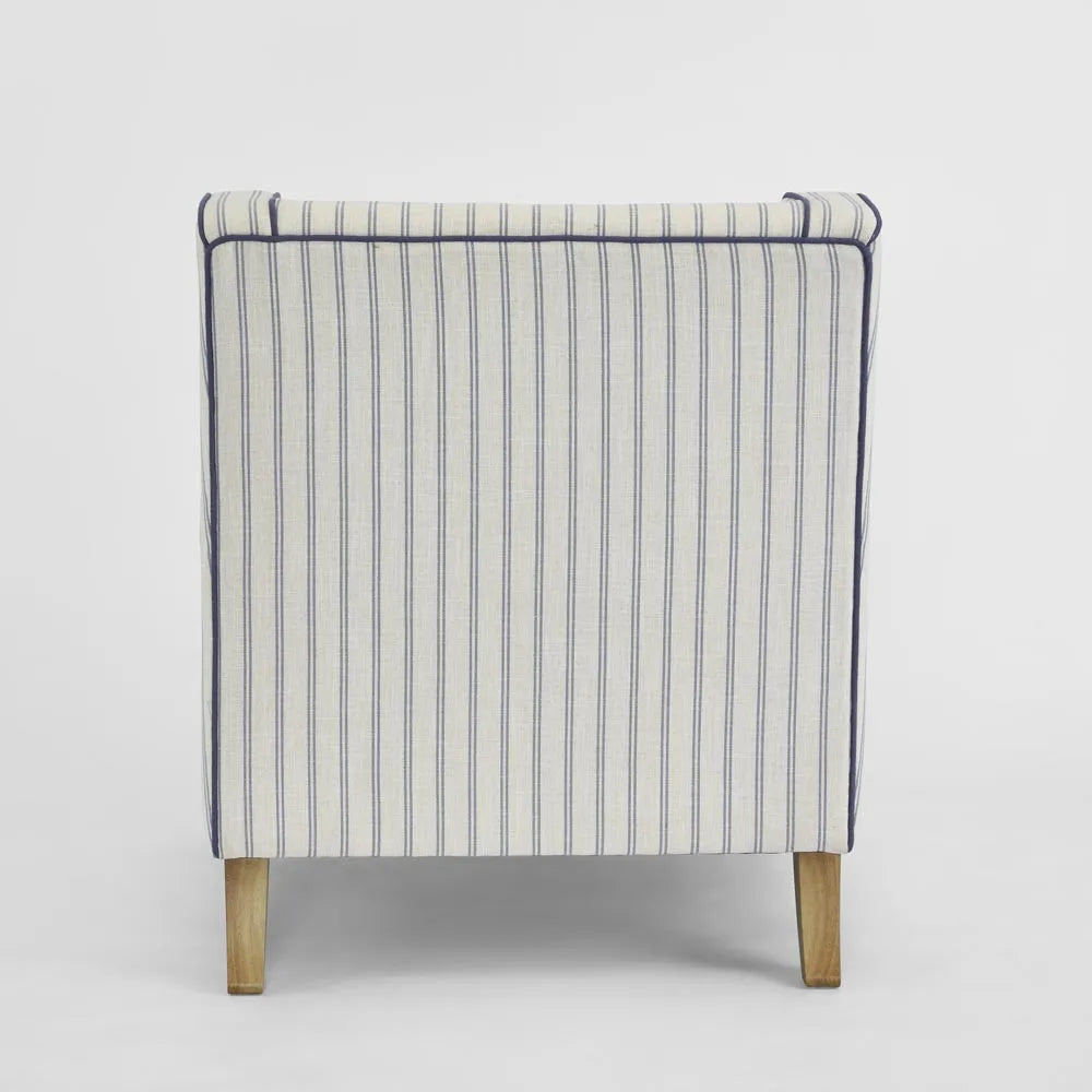 Newport Armchair In Blue And White Pinstripe