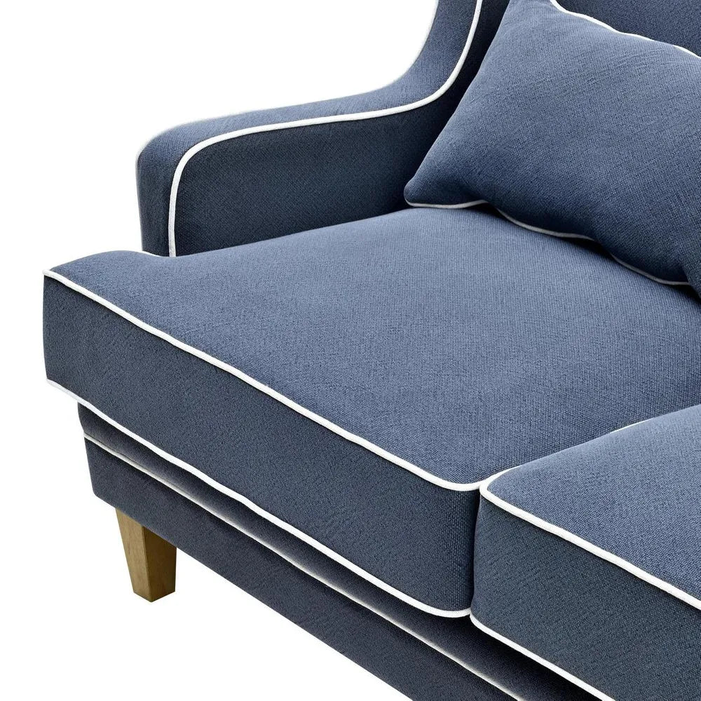 Newport Two Seater Sofa In Navy With White Piping