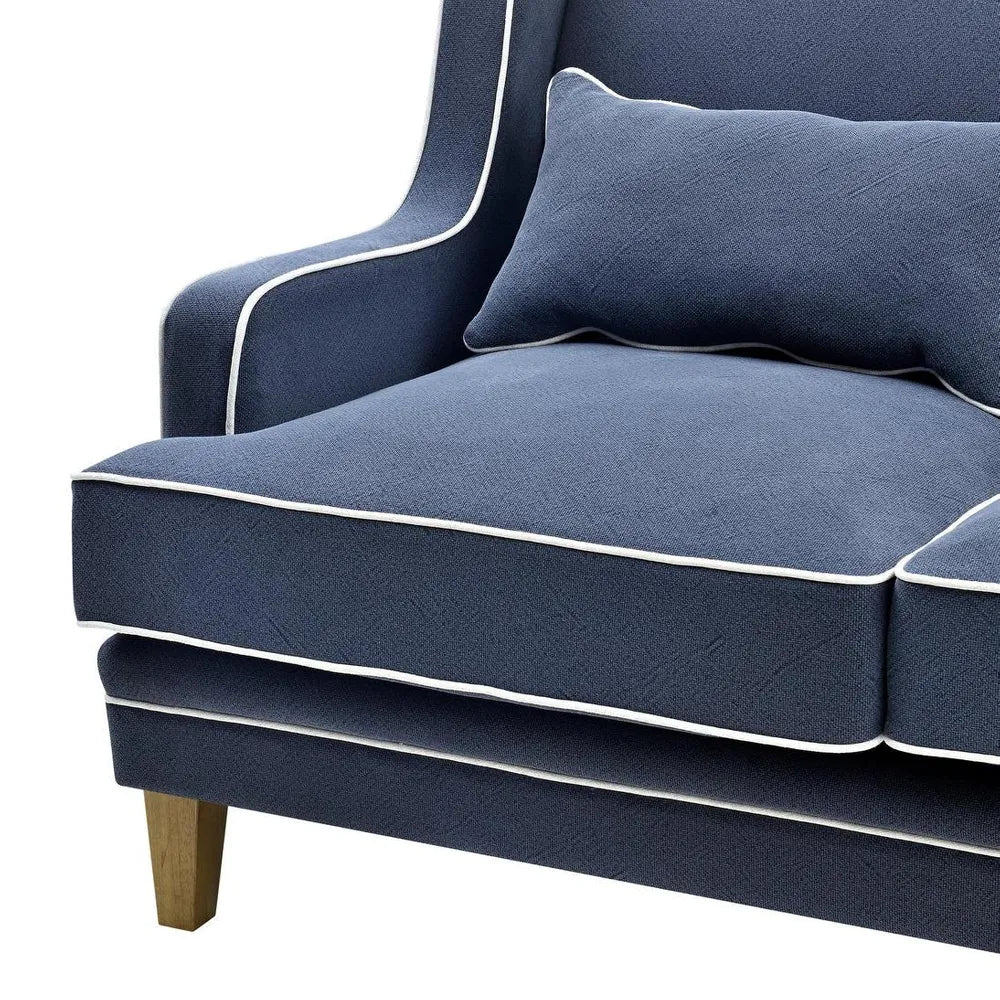 Newport Two Seater Sofa In Navy With White Piping